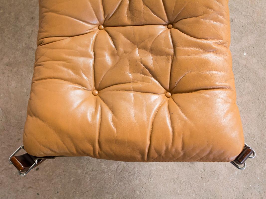 Leather Midcentury High Back Falcon Chair and Ottoman by Sigurd Ressell for Vatne Møbler