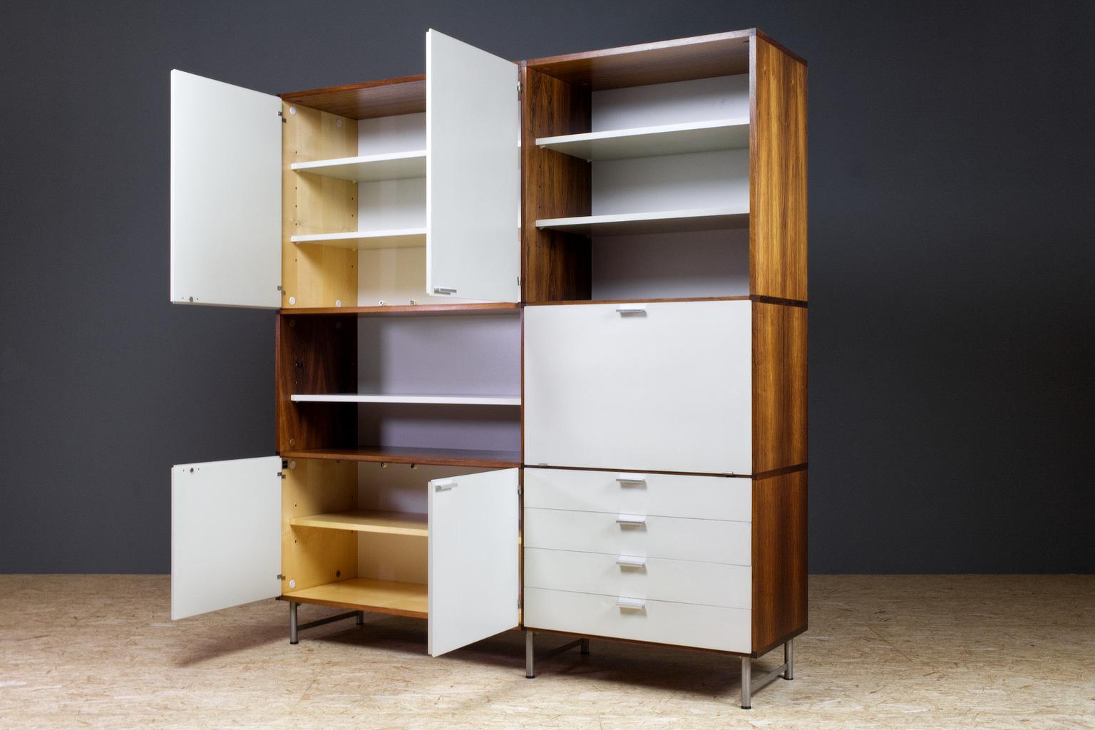 Mid-Century Modern Midcentury High Board in Rosewood and White Panels by Cees Braakman for Pastoe