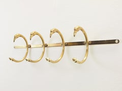 Midcentury Hollywood Regency 1970s Brass Coat Rack with Flamingo Heads