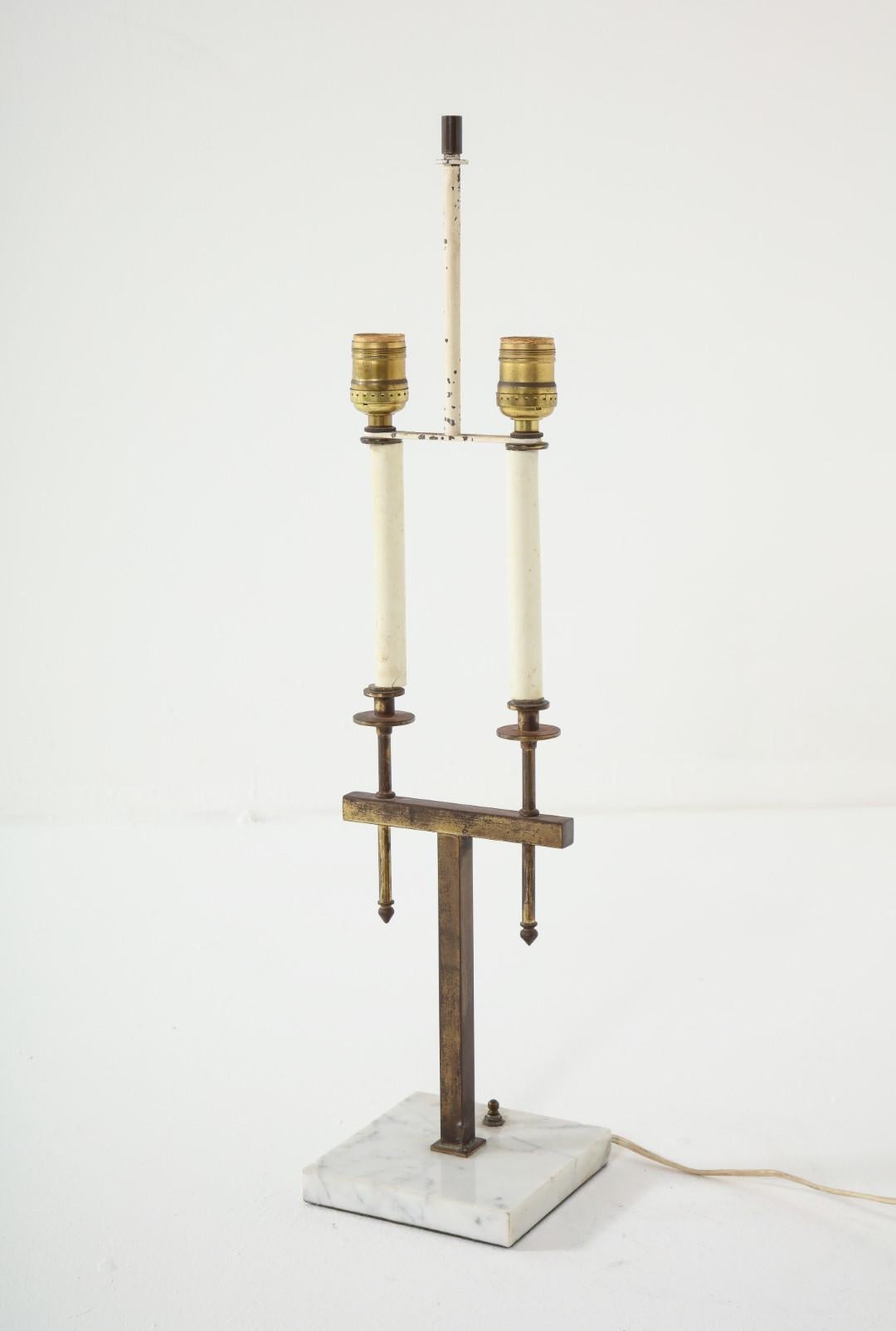 Midcentury Hollywood Regency Brass Buoillotte Table Lamp 11