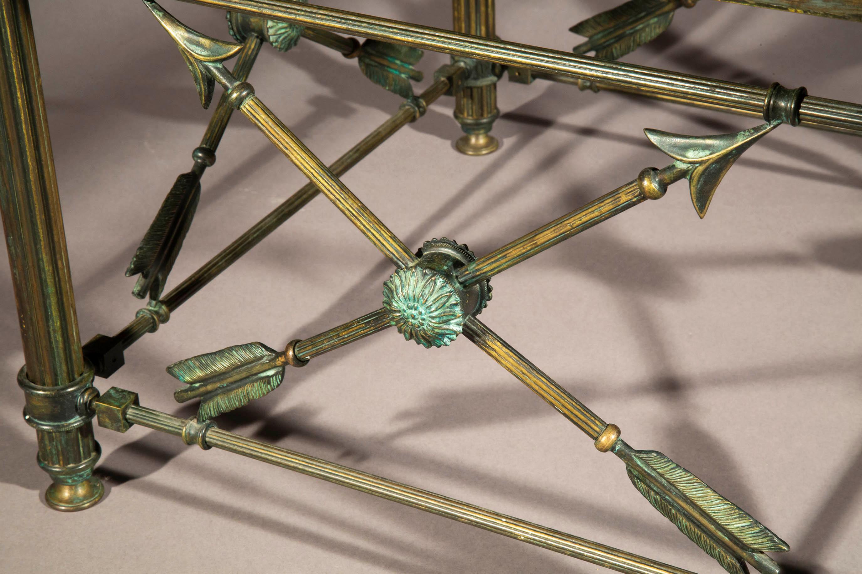 French Bronze Low Cocktail Table with Glass Top
