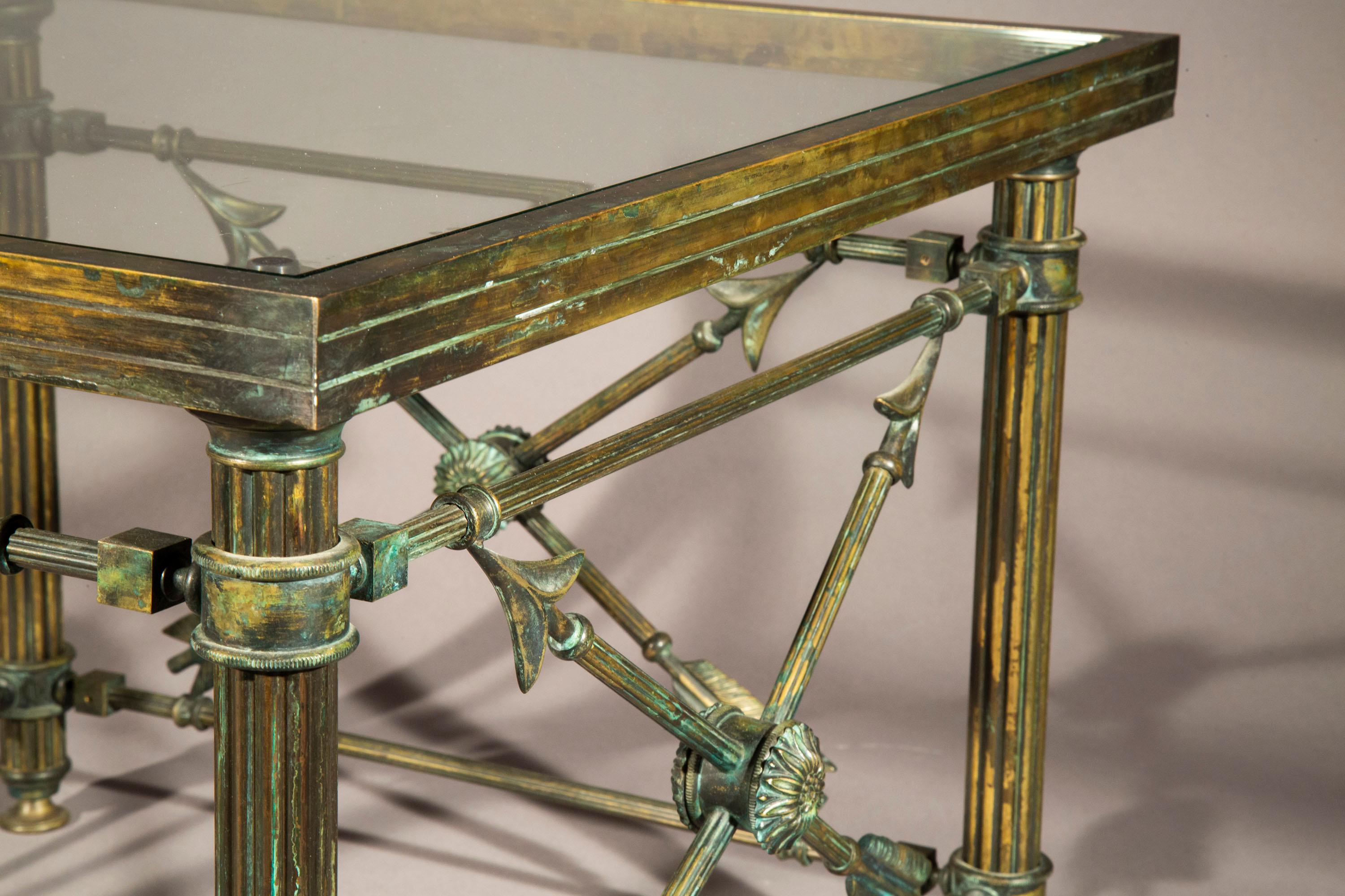 Bronze Low Cocktail Table with Glass Top 2