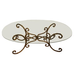 Mid Century Hollywood Regency Mesa Cocktail de Cuerda Dorada