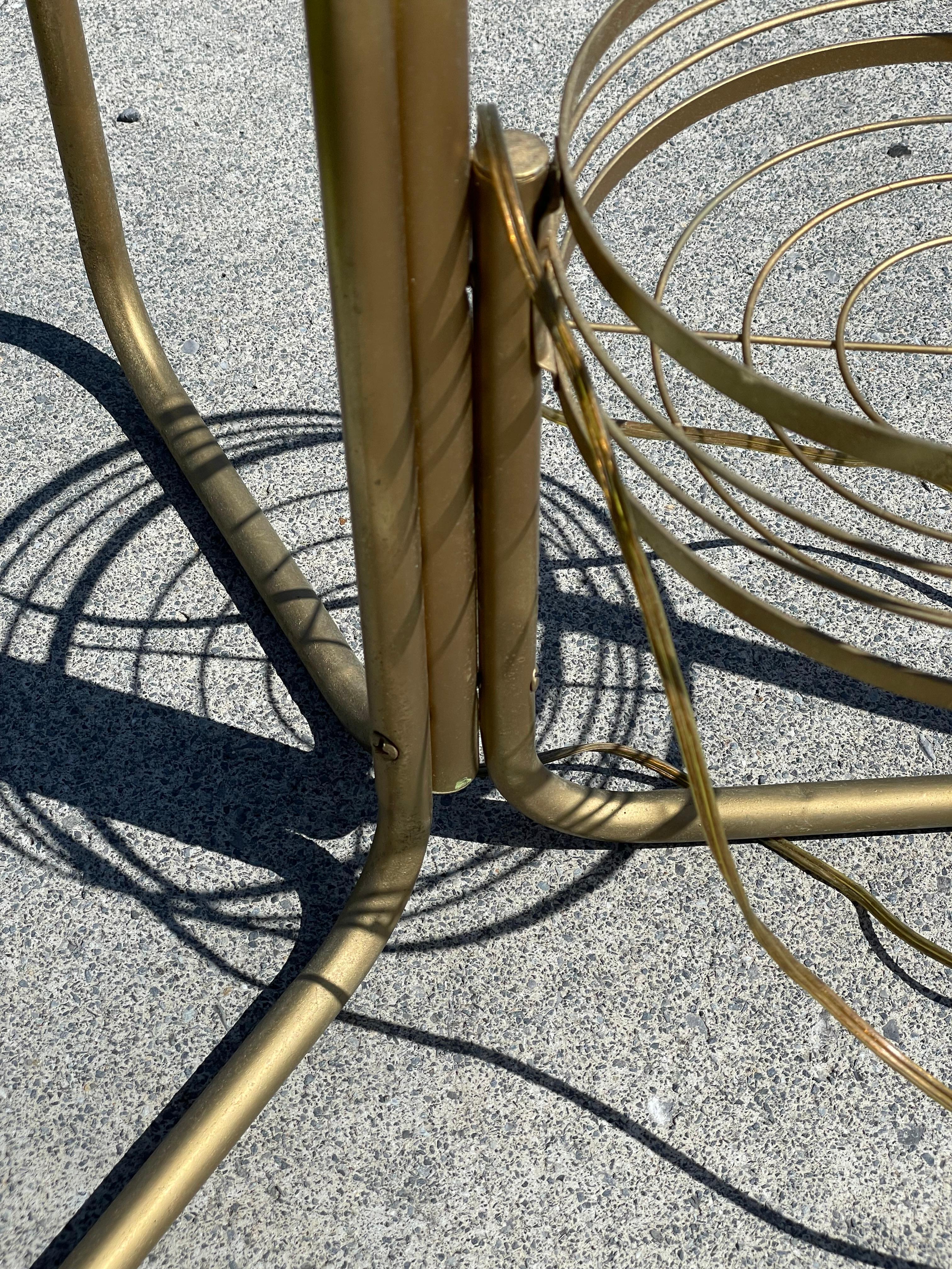 Midcentury Hollywood Regency Gold Floor Lamp w/ Wire Basket Tiered Plant Holders 7