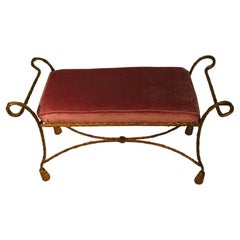 Midcentury Hollywood Regency Italian Gilt Rope and Tassel Bench