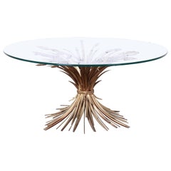 Midcentury Hollywood Regency Italian Gold Sheaf of Wheat Cocktail Table, 1960s