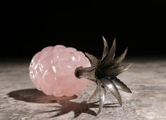 Midcentury Hollywood Regency style Pineapple Rose Quartz Paperweight