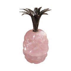 Midcentury Hollywood Regency style Pineapple Rose Quartz Paperweight