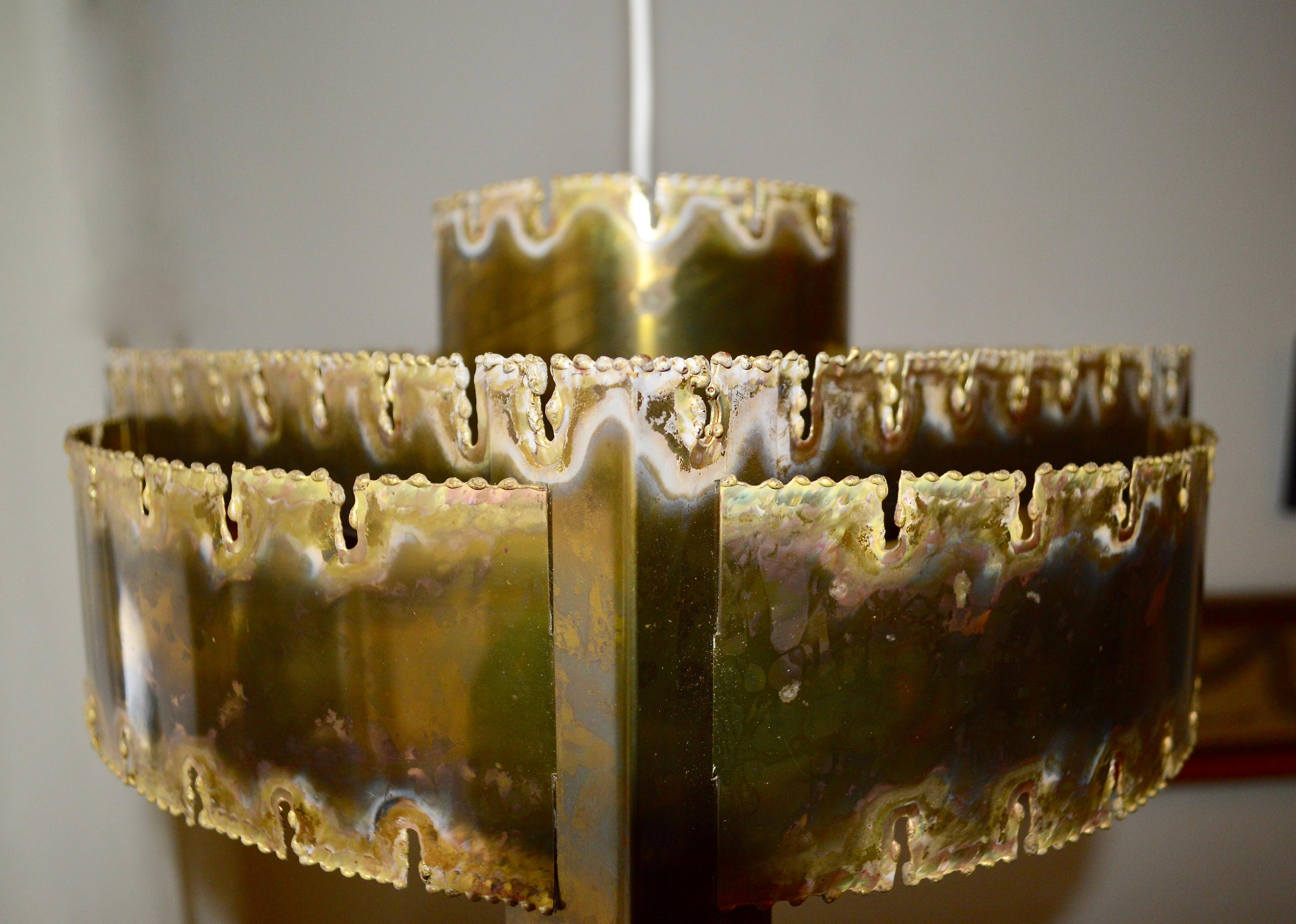 Brass Danish Mid-Century Modern Brutalist Pendant by Holm Sørensen For Sale