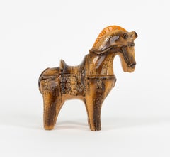 Escultura de caballo de mediados de siglo Cerámica esmaltada de Aldo Londi para Bitossi, Italia Años 60