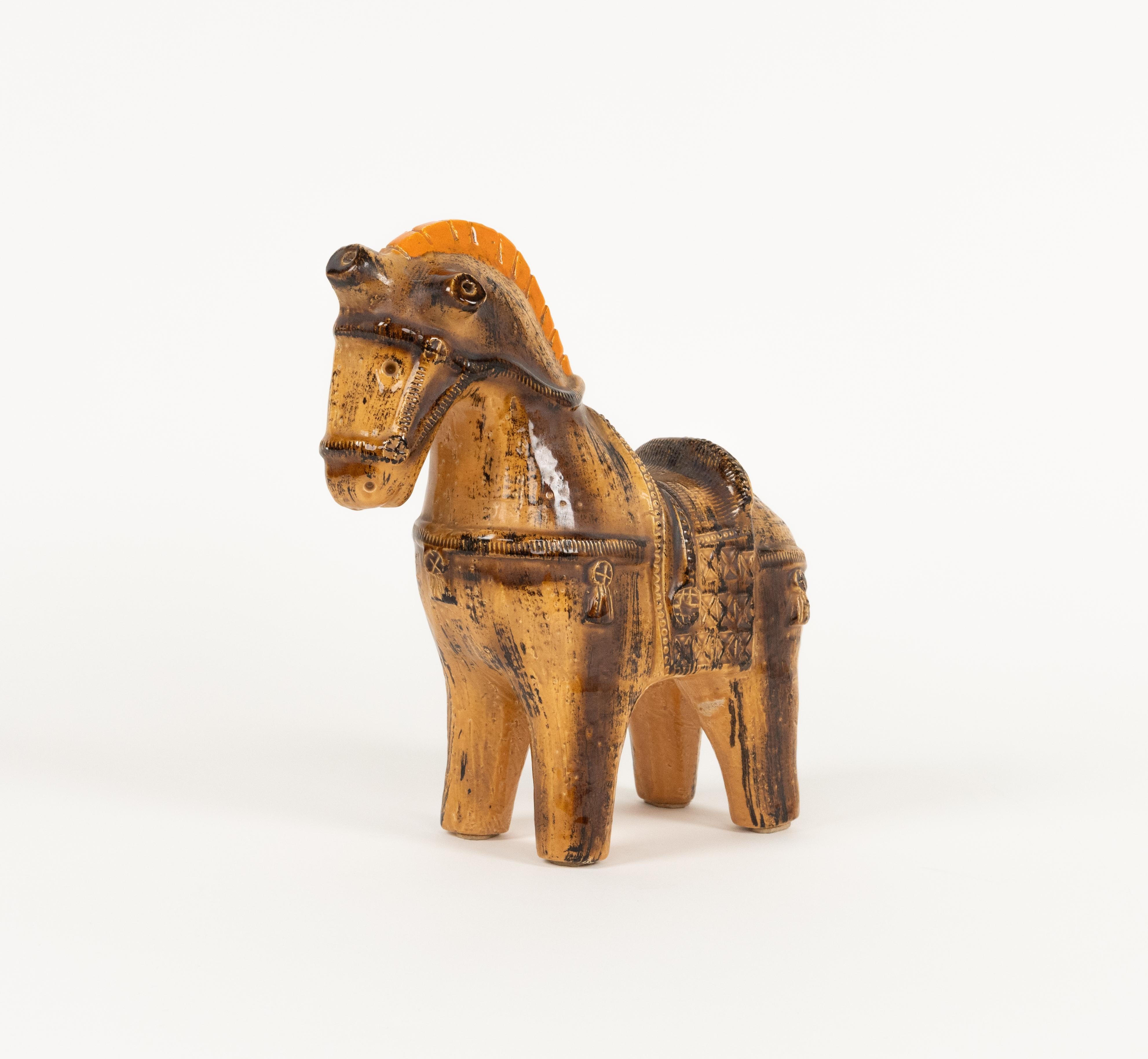 Escultura de caballo de mediados de siglo Cerámica esmaltada de Aldo Londi para Bitossi, Italia Años 60 en Bueno estado para la venta en Rome, IT