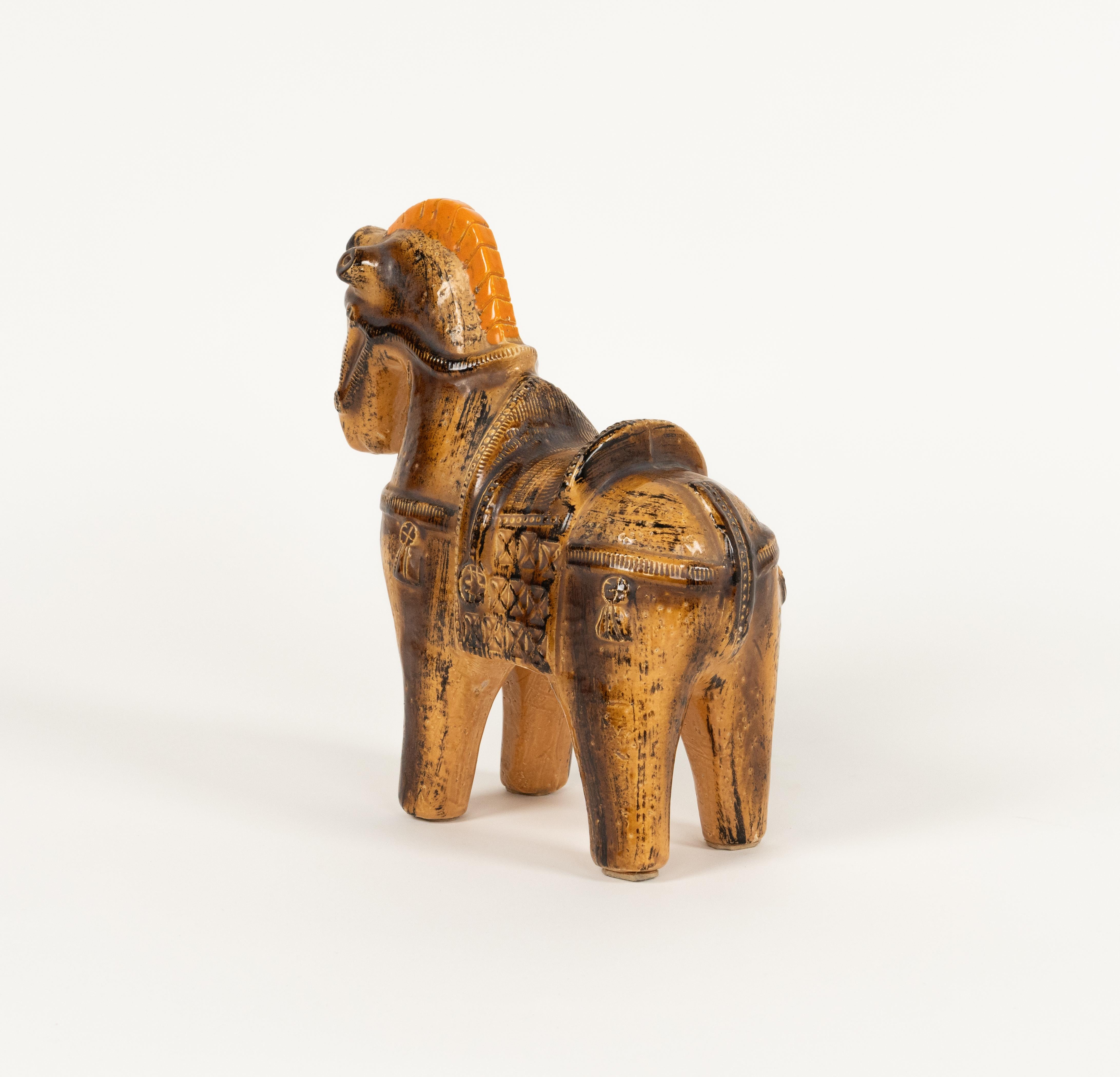 Escultura de caballo de mediados de siglo Cerámica esmaltada de Aldo Londi para Bitossi, Italia Años 60 en venta 1