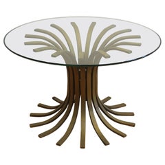 Midcentury Hourglass Form Glass Top End Side Table