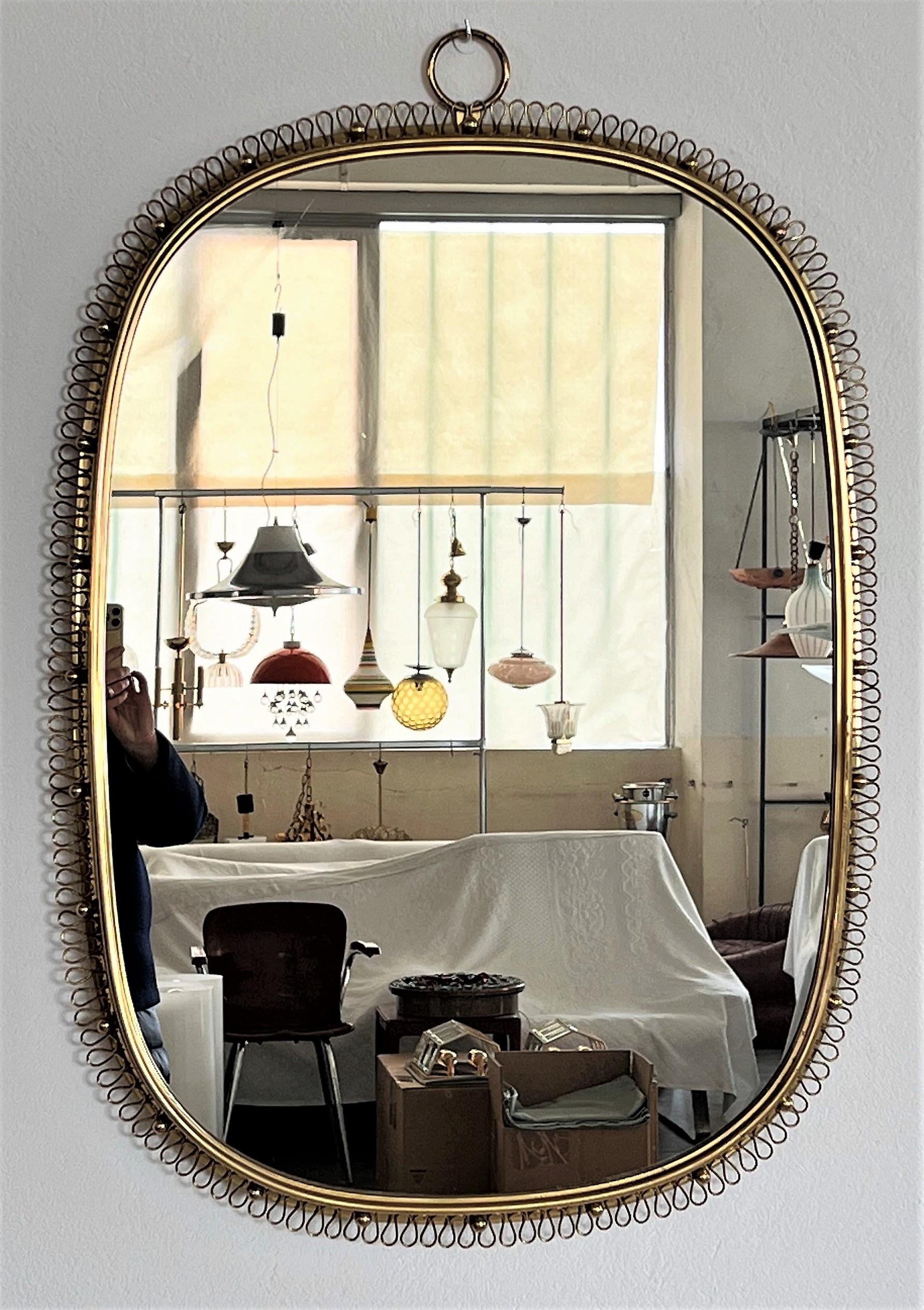 Swedish Midcentury Huge Loop Wall Mirror in Brass by Josef Frank for Svenskt Tenn, 1960