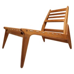 Midcentury "Hunting chair" in Oak with Trapezium and Tapered Lines 1950 Germany