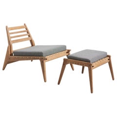 Midcentury 'Hunting Chair' with Ottoman, 1950s