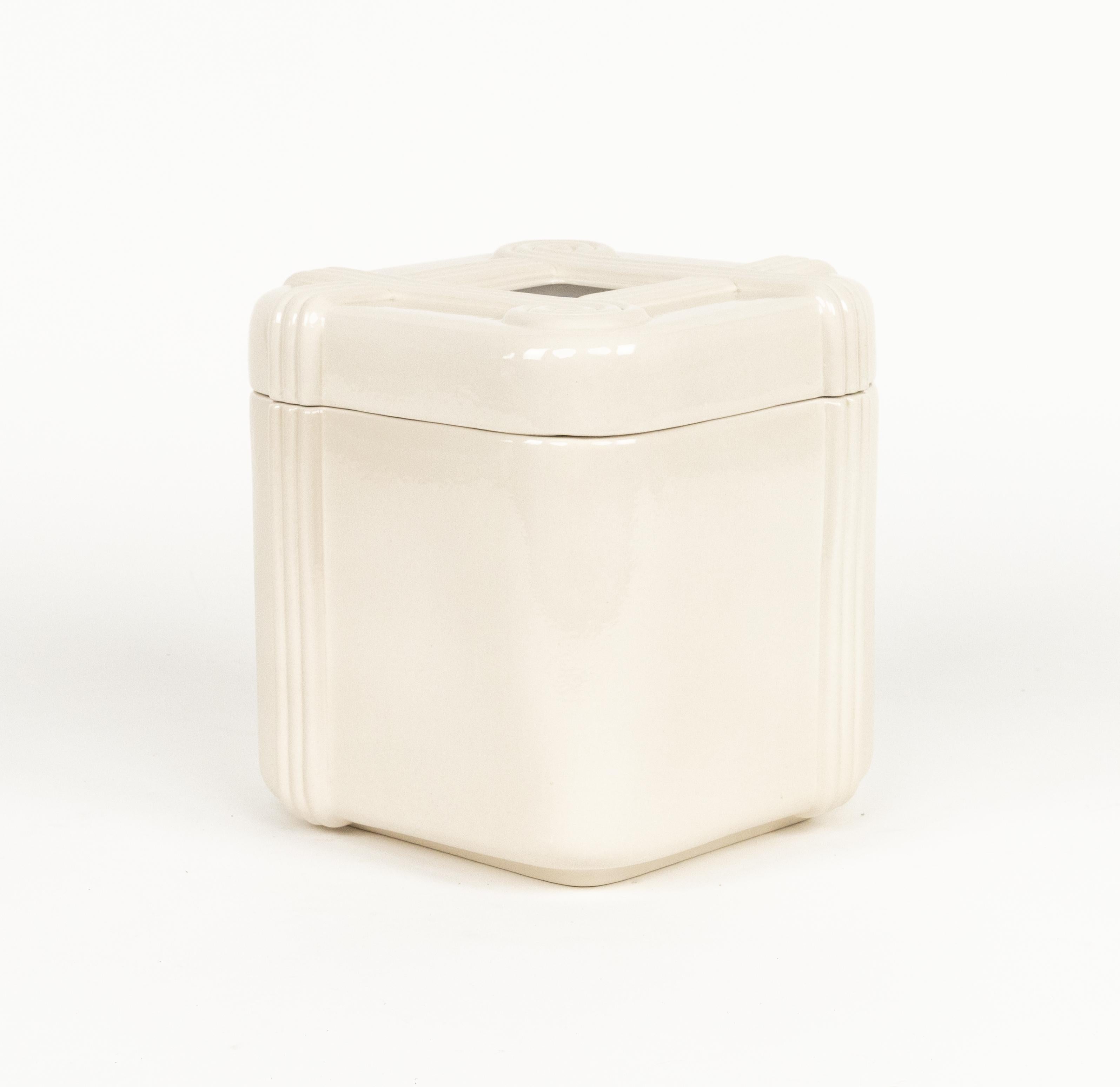 Midcentury Ice Bucket in Ceramic and Brass by Tommaso Barbi, Italy 1970s For Sale 5