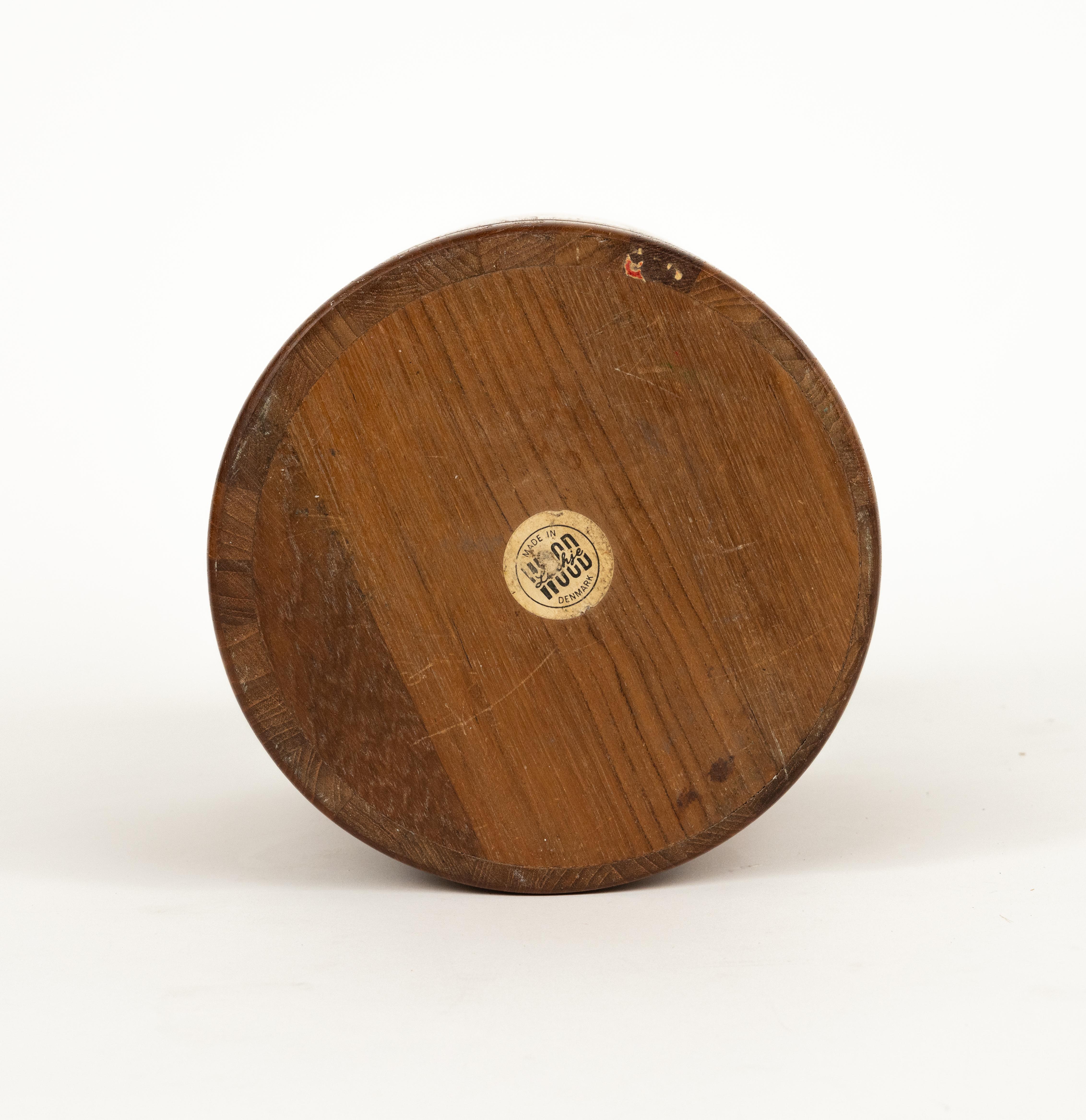 Midcentury Ice Bucket in Wood and Leather by Luthje, Denmark 1960s For Sale 8