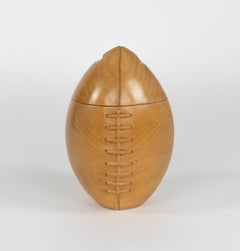 Midcentury Ice Bucket Shape of Rugby Ball in Wood by Bint Firenze, Italy 1970s