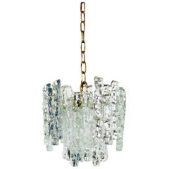 Midcentury Ice Crystal Glass Pendant Light or Chandelier by Kalmar, circa 1960s