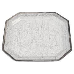 Midcentury Ice Effect Lucite and Chrome Italian Tray, Willy Rizzo Style, 1970s