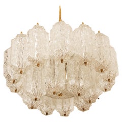 Mid Century Ice Glass Chandelier by Stoelzle Austria