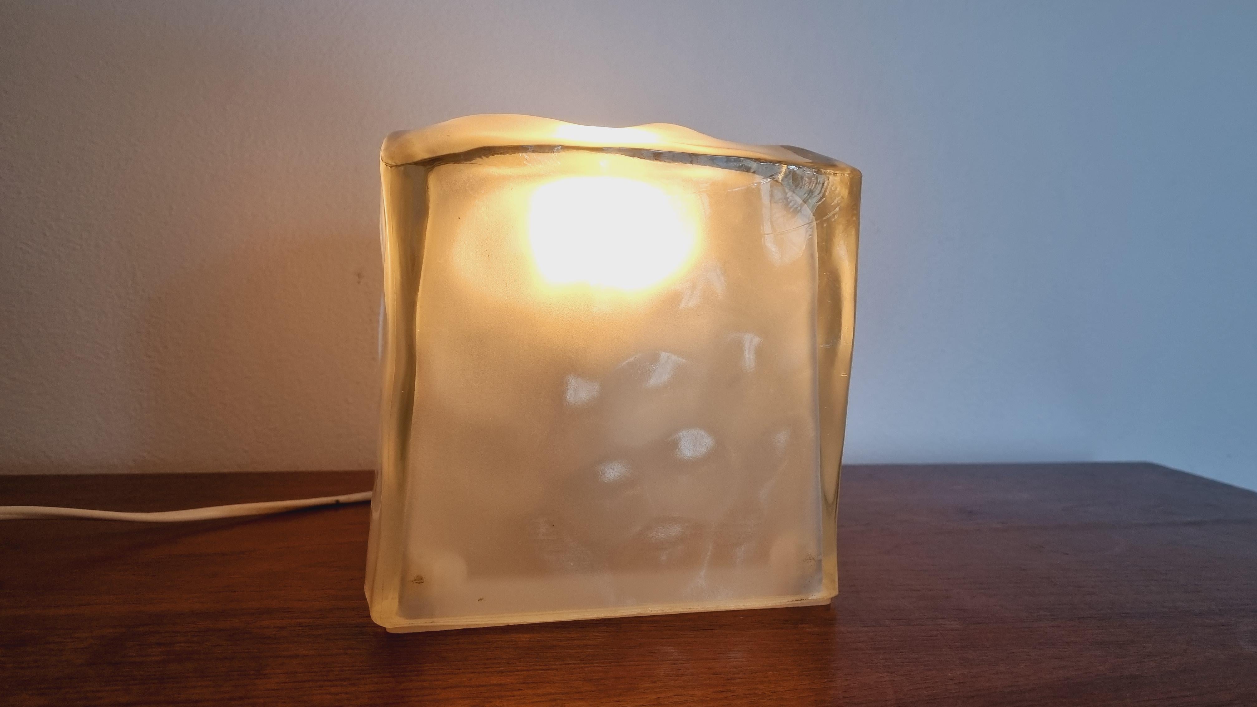 Smoked Glass Midcentury Ice Glass Cube Table Lamp IVIKEN, Ikea, Sweden, 1980s For Sale