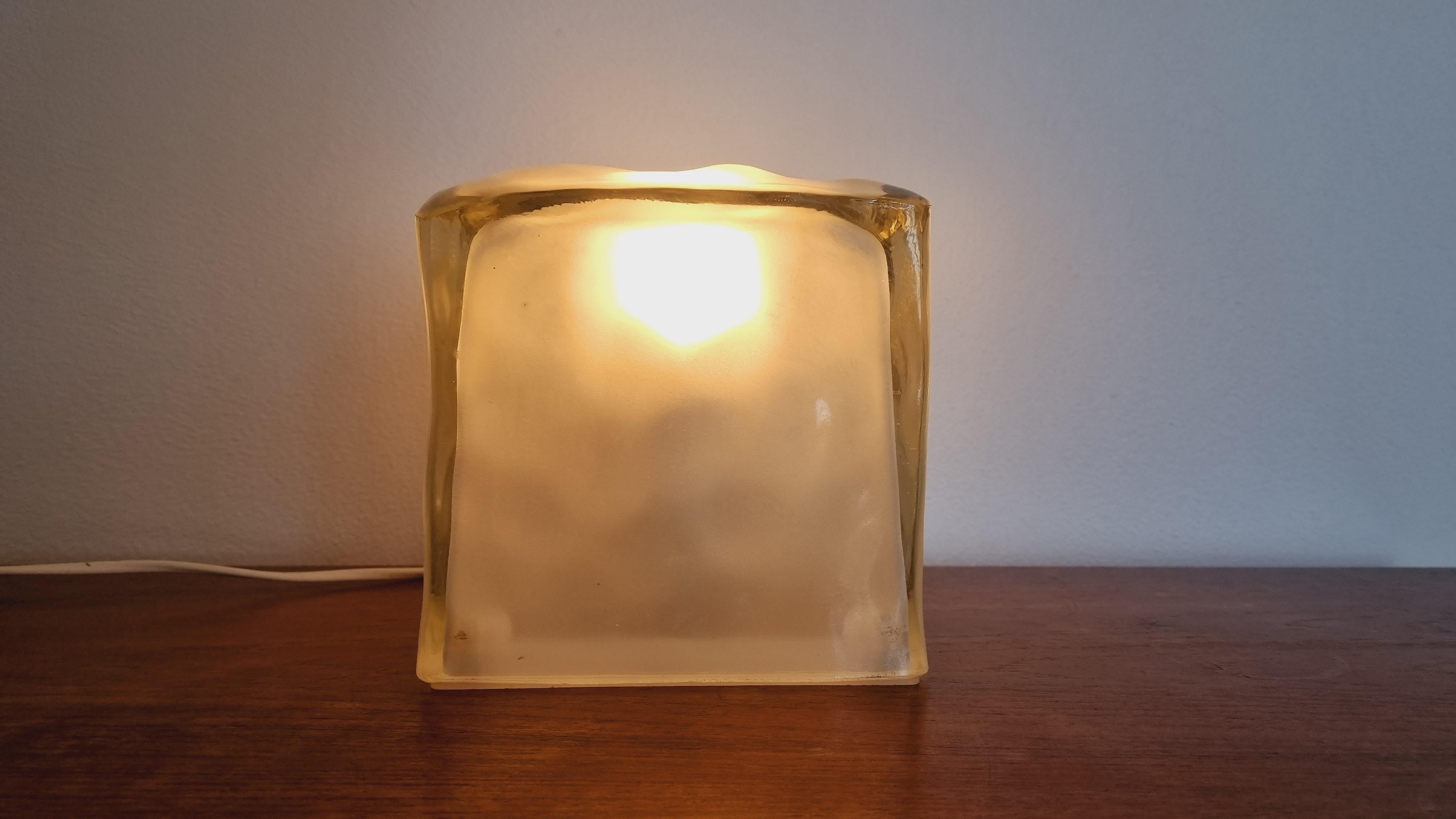 Midcentury Ice Glass Cube Table Lamp IVIKEN, Ikea, Sweden, 1980s For Sale 2