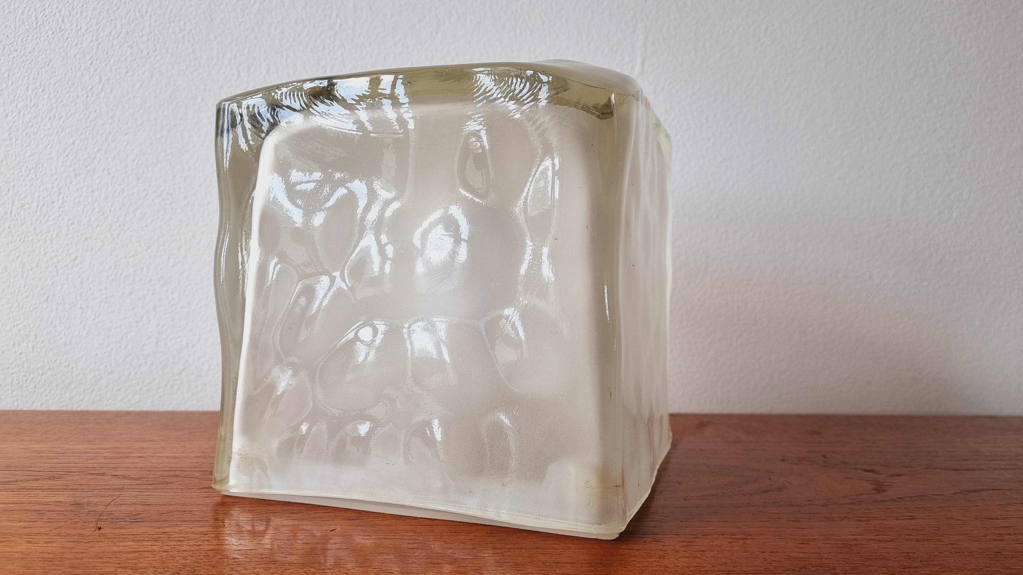 Mid-Century Modern Midcentury Ice Glass Cube Table Lamp IVIKEN, Ikea, Sweden, 1980s For Sale