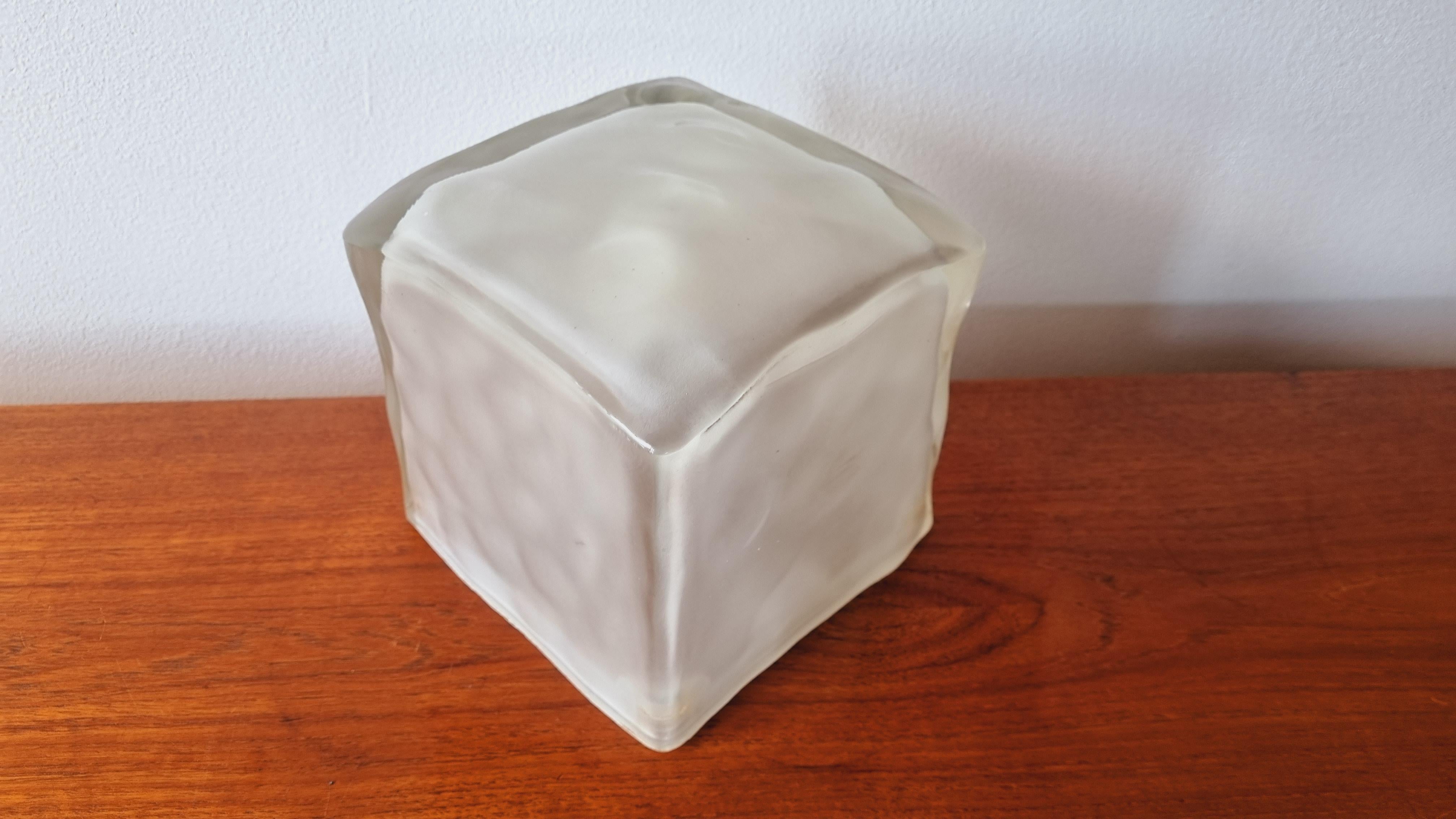 Swedish Midcentury Ice Glass Cube Table Lamp IVIKEN, Ikea, Sweden, 1980s For Sale