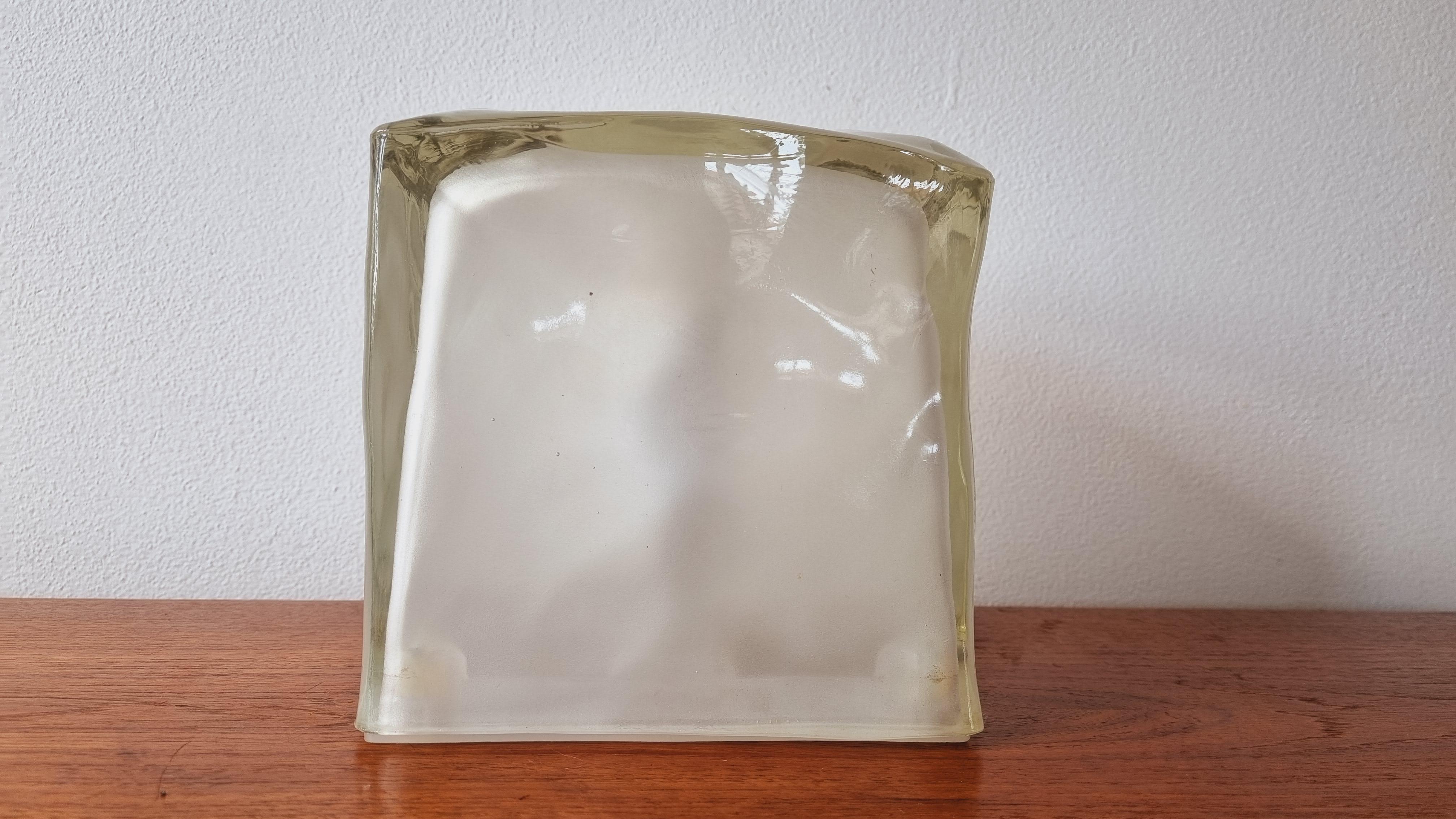 Midcentury Ice Glass Cube Table Lamp IVIKEN, Ikea, Sweden, 1980s In Excellent Condition For Sale In Praha, CZ