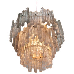 Midcentury Ice Glass Lucite Chandelier by Kinkeldey, 1970s