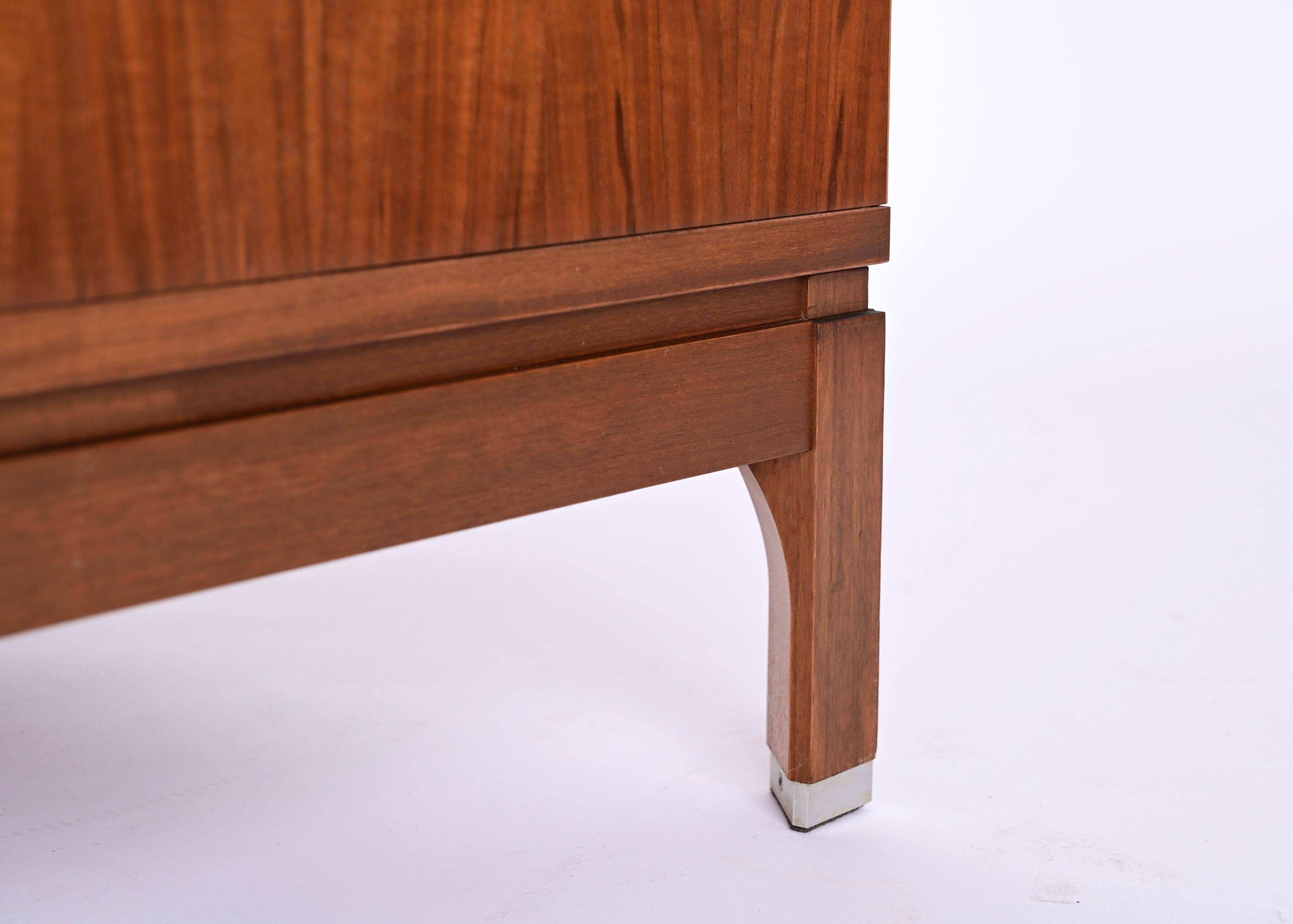 Midcentury Ico Parisi Walnut Wood and Aluminium Italian Shoe Rack, Mim Roma 1960 13