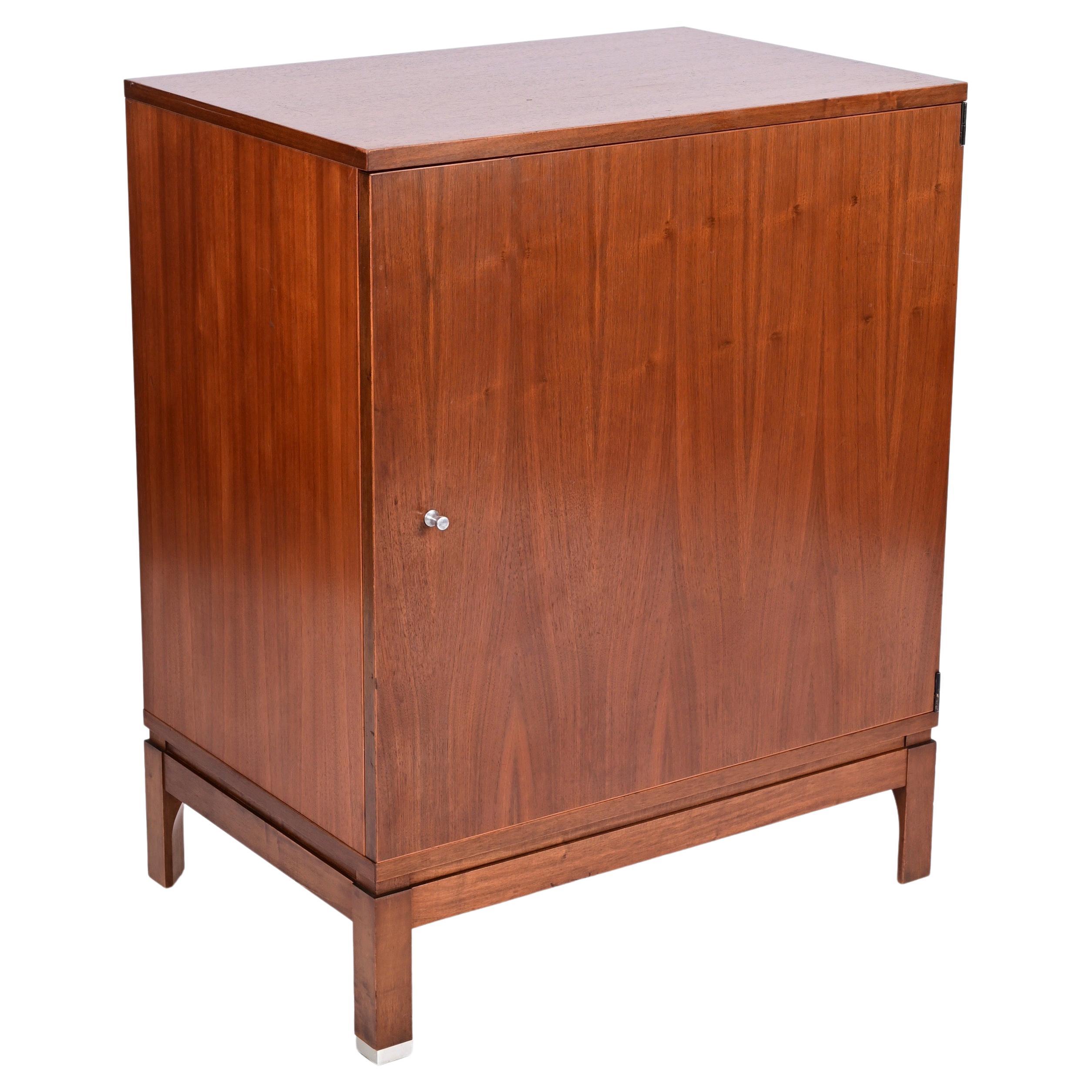 Midcentury Ico Parisi Walnut Wood and Aluminium Italian Shoe Rack, Mim Roma 1960