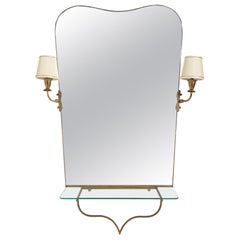 Midcentury Illuminated Mirror Console, Italy