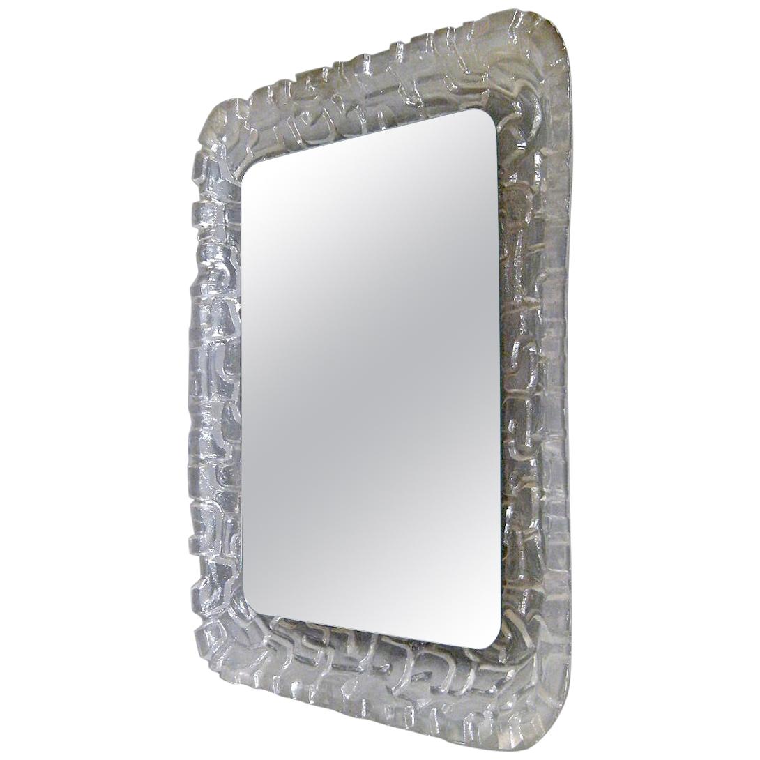 Midcentury Illuminated Wall Mirror and Wall Light by Erco Lucite