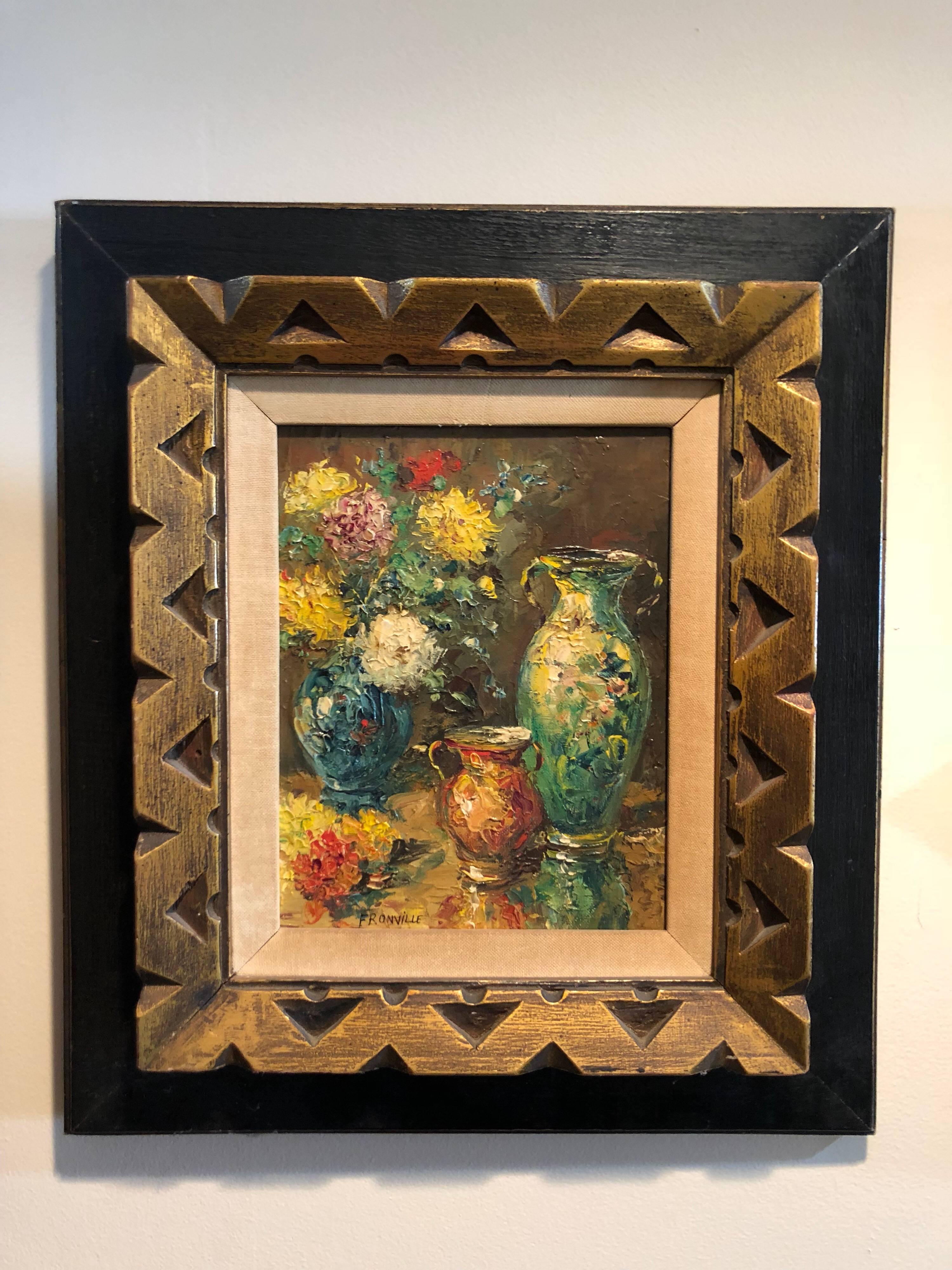 Canvas Midcentury Impasto Still Life by Fronville