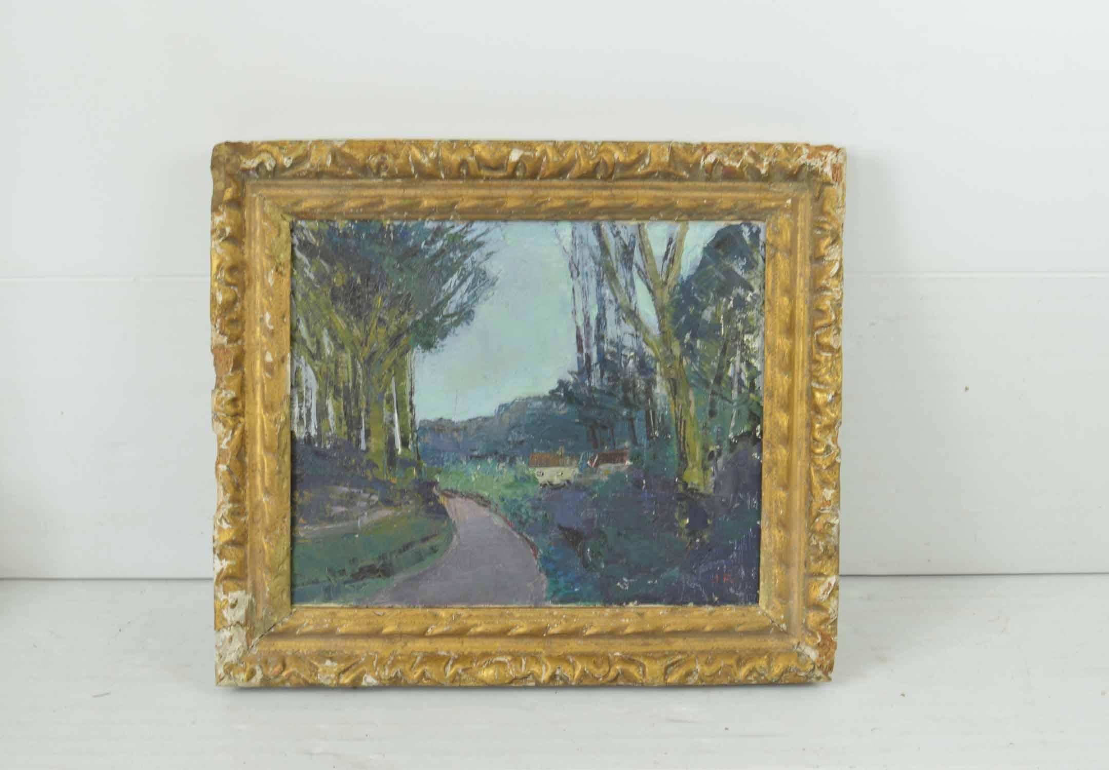 Mid-Century Modern Midcentury Impressionist Painting of an English Landscape