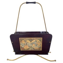 Porte-revues italien de style « mid-century » inspiré de Gio Ponti, avec poignée, années 1950