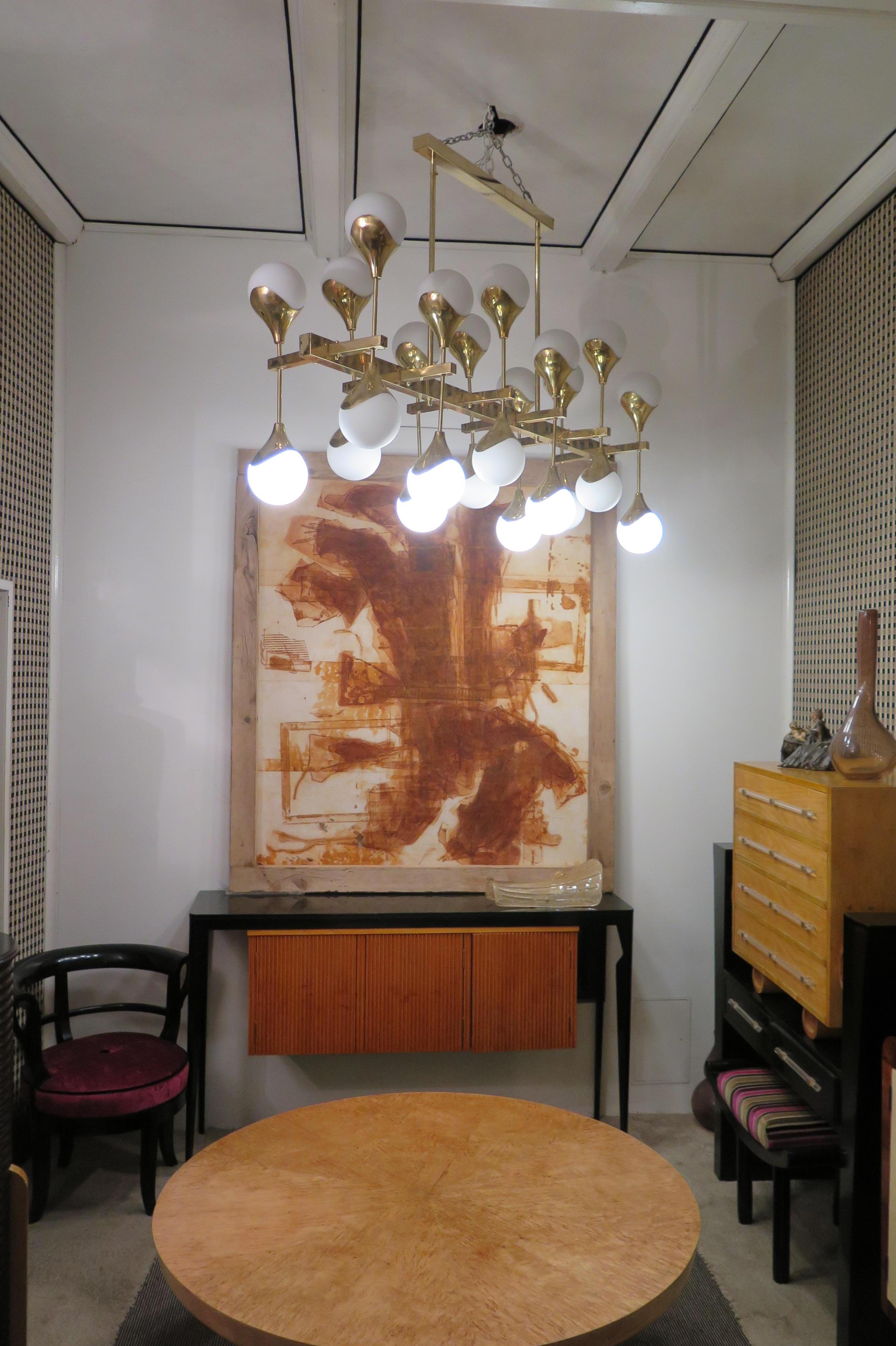 Max Ingrand Brass and Glass Chandelier and Pendant, 2000 For Sale 1