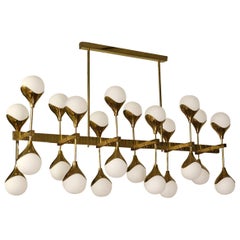 Lampadario e pendente in ottone e vetro di Max Ingrand, 2000