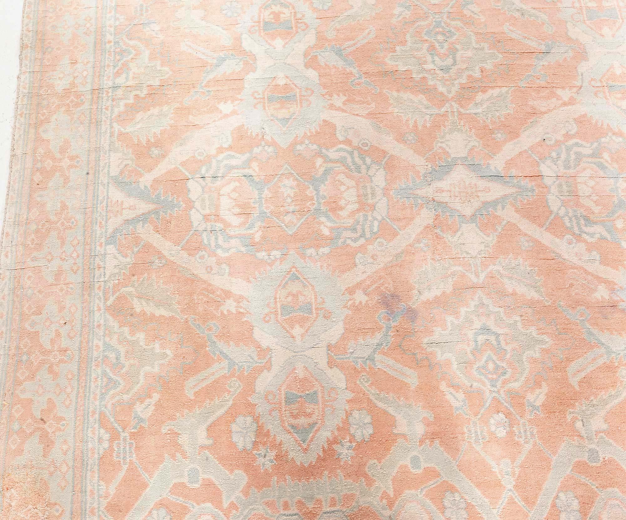 Hand-Knotted Midcentury Indian Cotton Agra Rug For Sale