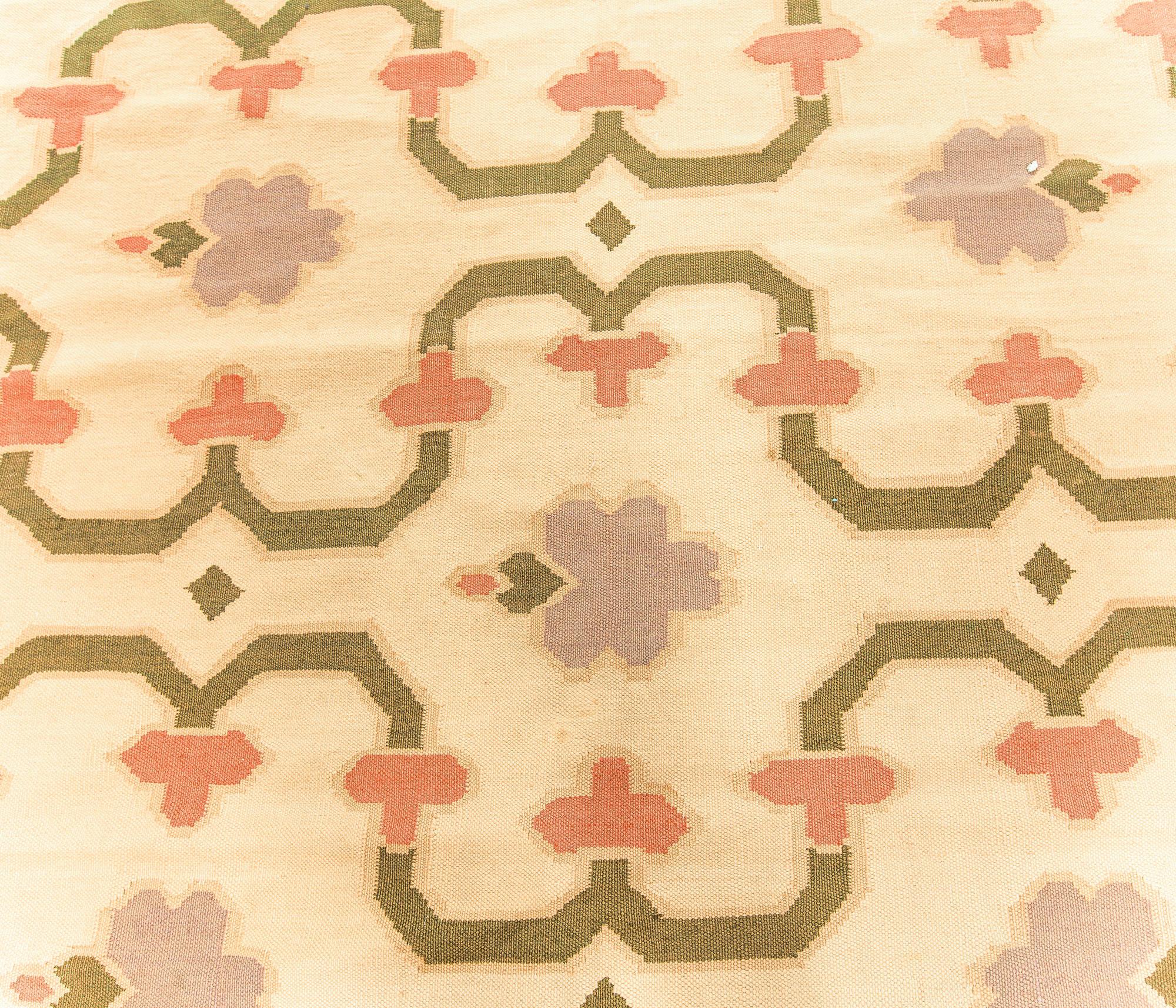 Indischer Dhurrie-Teppich aus der Mitte des 20. Jahrhunderts, handgewebte Baumwolle
Größe: 15'9