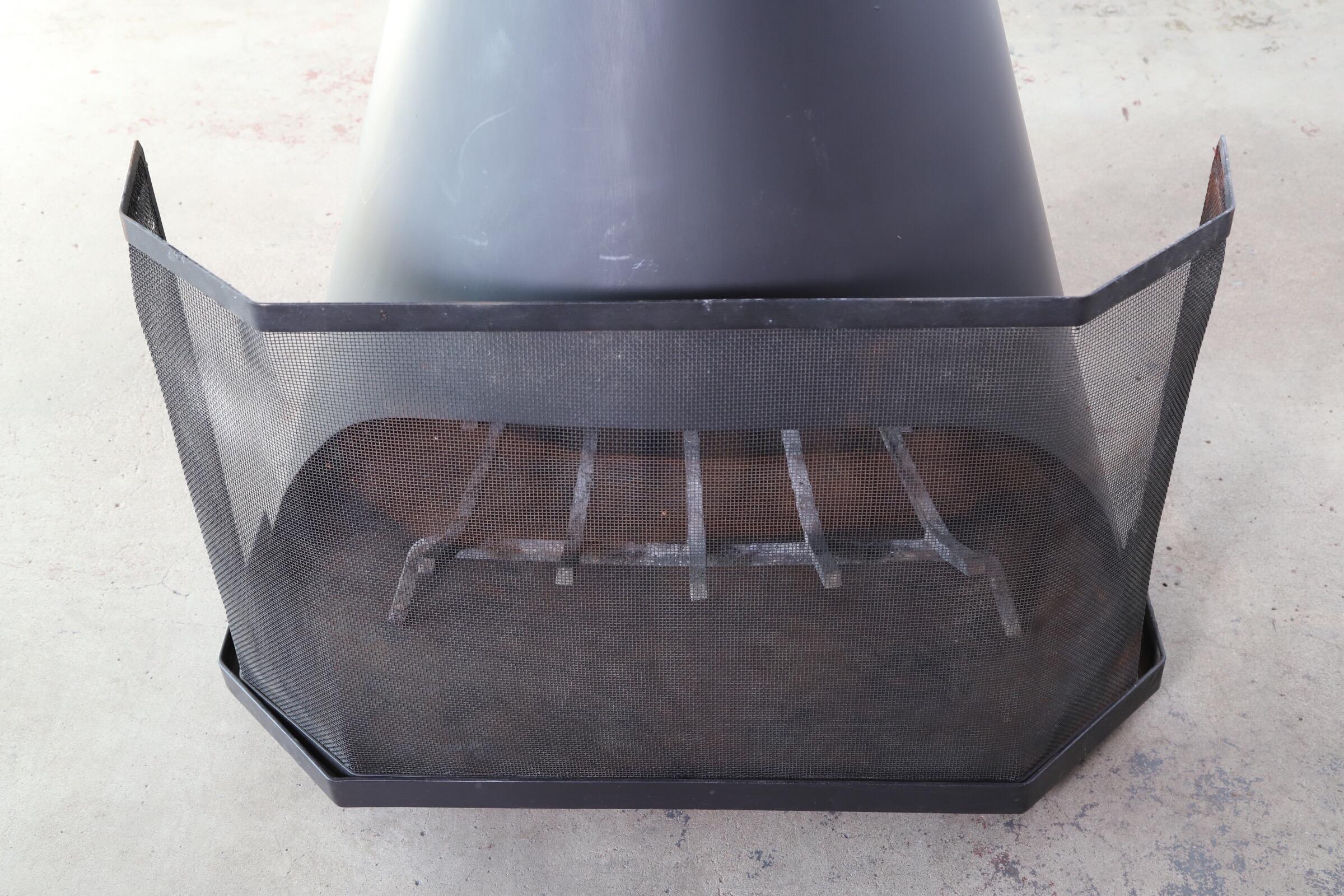 Steel Midcentury Indoor Outdoor Cone Fireplace