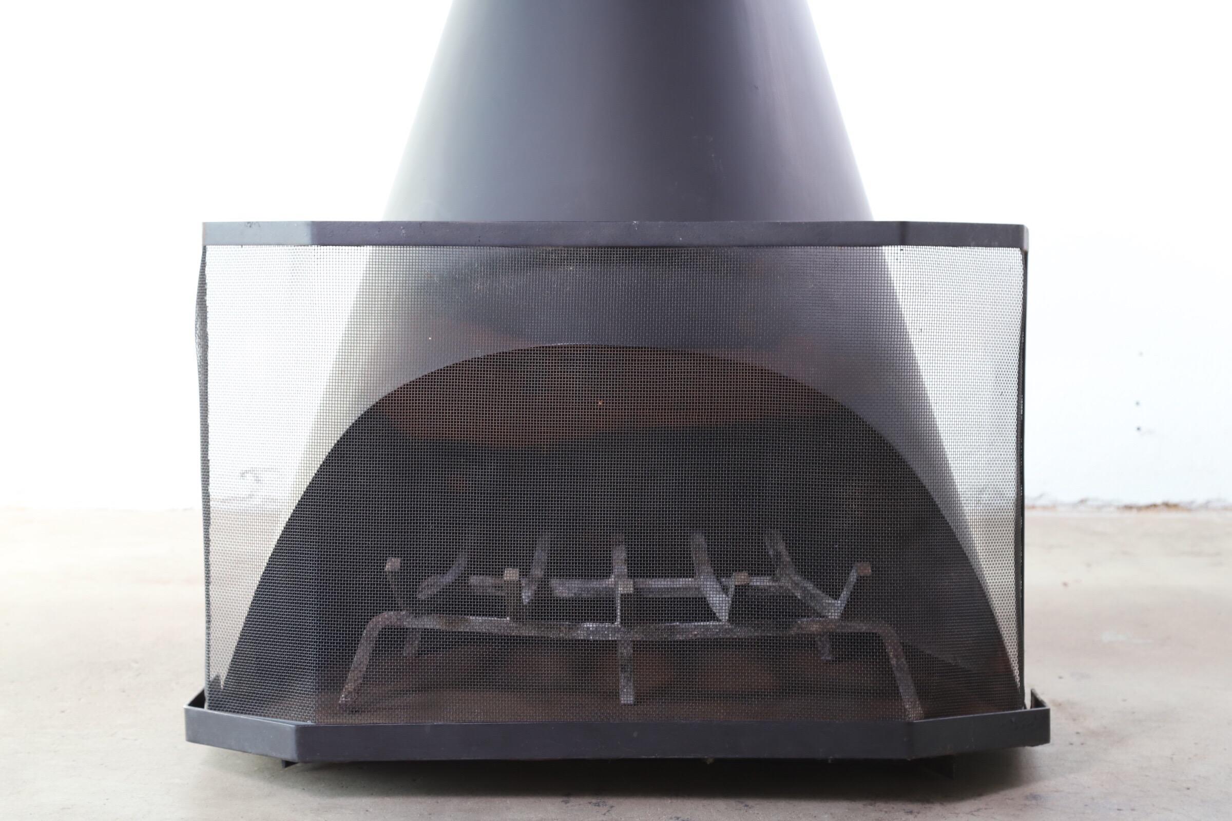 Midcentury Indoor Outdoor Cone Fireplace 2