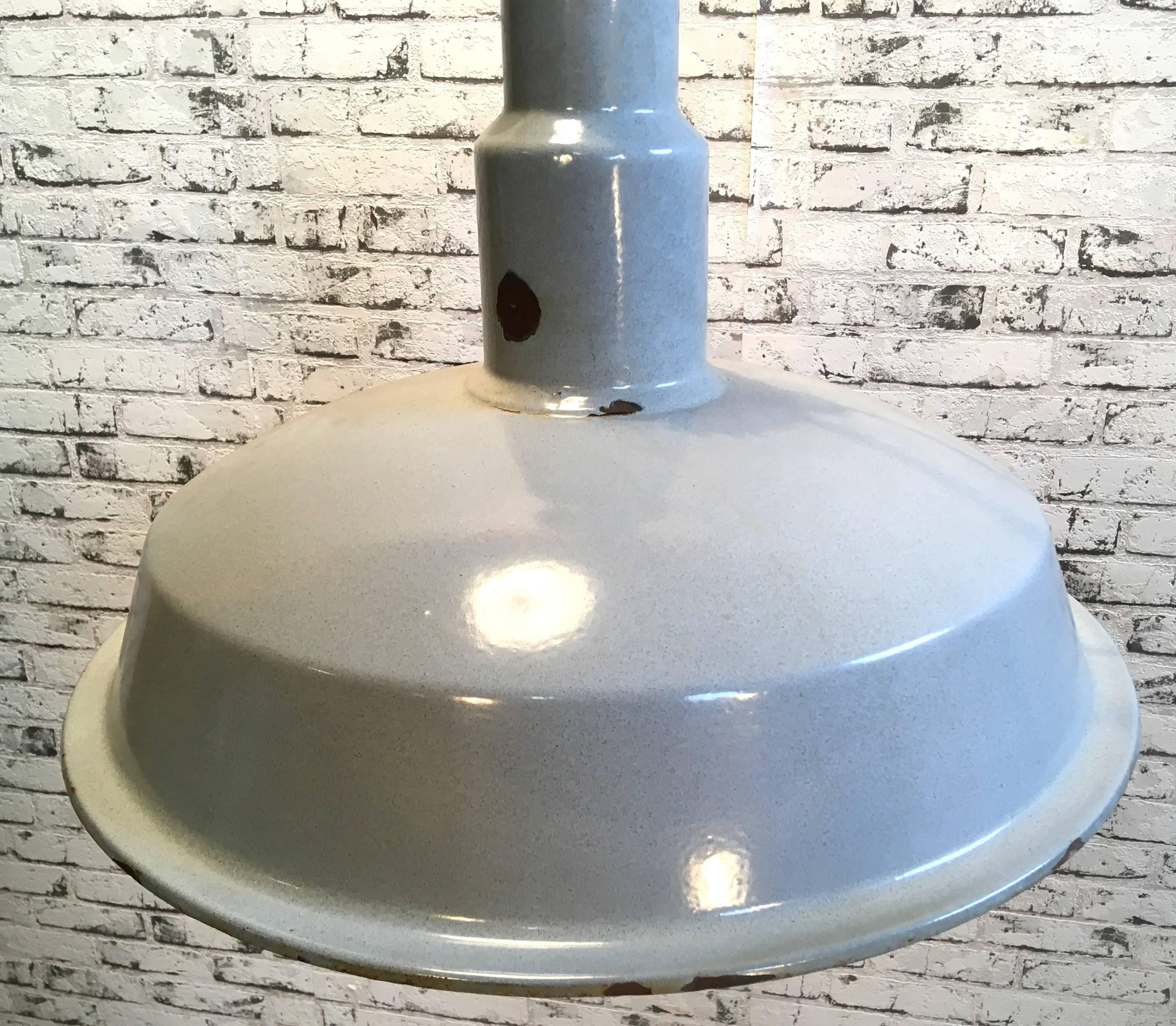 Metal Midcentury Industrial Grey Enameled Factory Lamp