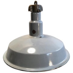 Midcentury Industrial Grey Enameled Factory Lamp