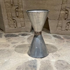 Midcentury Industrial Hourglass Double Cone Planter in Aluminum 1960s California