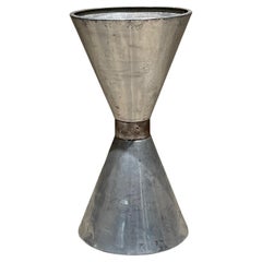 Midcentury Industrial Hourglass Double Cone Planter in Aluminum 1960s California