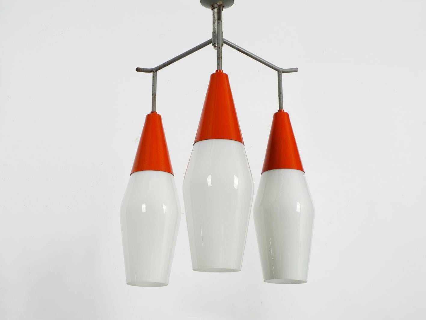 Czech Midcentury Industrial Metal and Glass Ceiling Light by Josef Hurka for Napako For Sale
